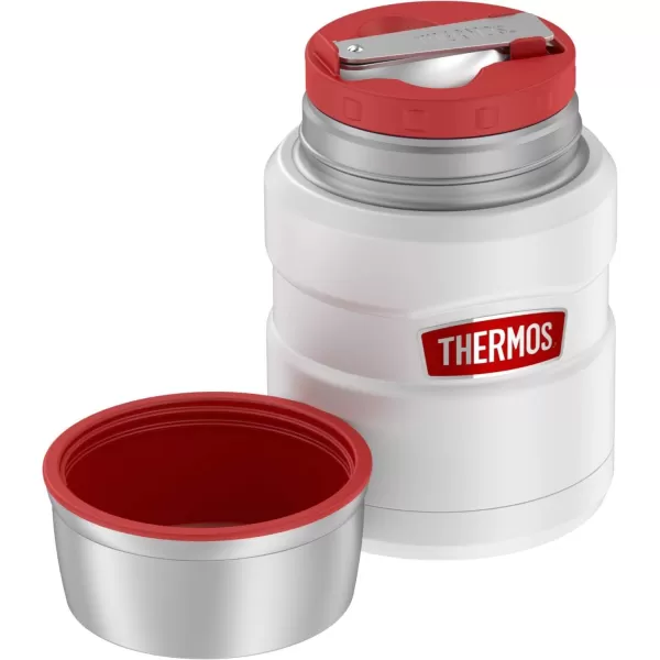 THERMOS Stainless King VacuumInsulated Food Jar with Spoon 16 Ounce Matte LavenderMatte White Jar