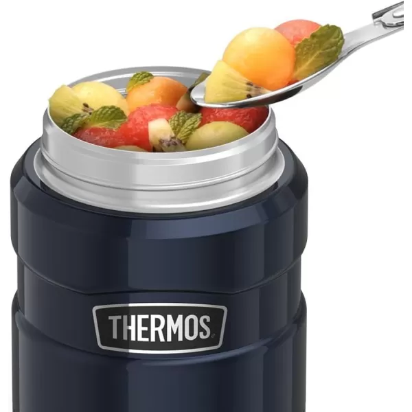 THERMOS Stainless King VacuumInsulated Food Jar with Spoon 16 Ounce Matte LavenderRed Jar