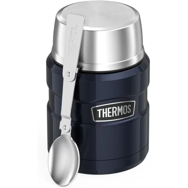 THERMOS Stainless King VacuumInsulated Food Jar with Spoon 16 Ounce Matte LavenderRed Jar