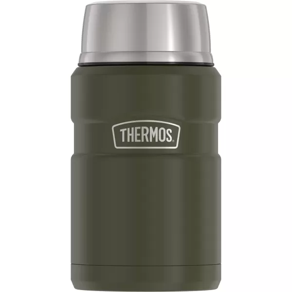 THERMOS Stainless King VacuumInsulated Food Jar with Spoon 16 Ounce Matte SteelArmy Green Jar  Food Jar 24 Ounce