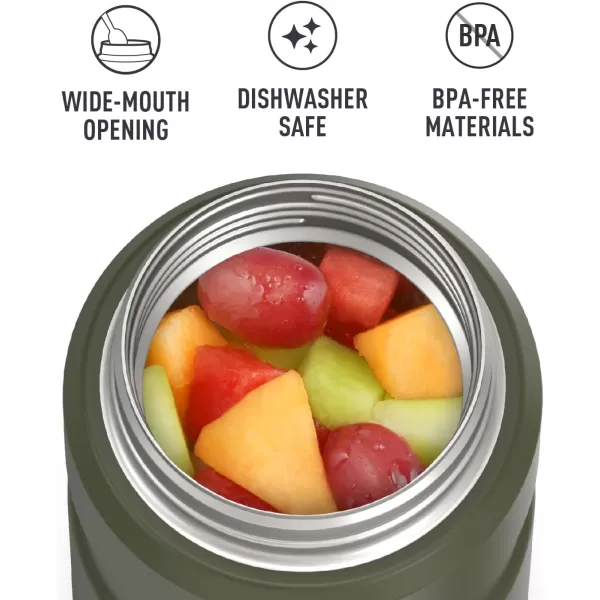 THERMOS Stainless King VacuumInsulated Food Jar with Spoon 16 Ounce Matte SteelArmy Green Jar  Food Jar 24 Ounce