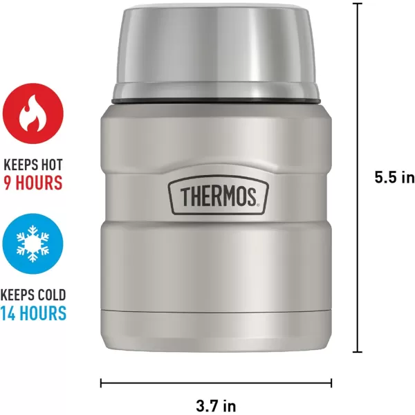 THERMOS Stainless King VacuumInsulated Food Jar with Spoon 16 Ounce Matte SteelMatte Steel Jar