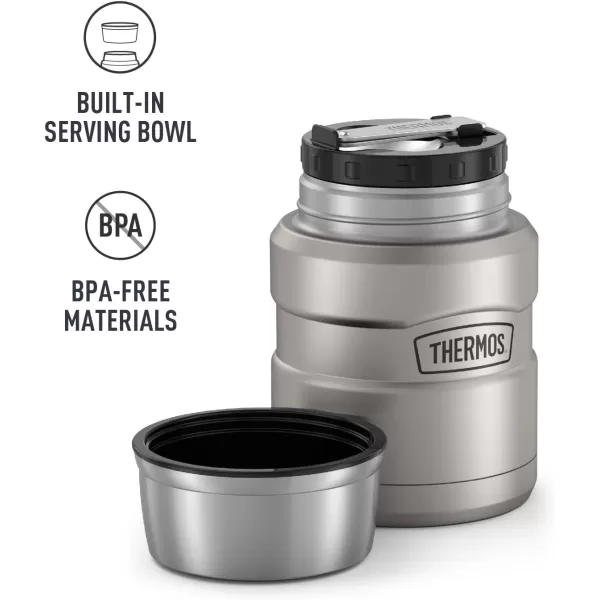 THERMOS Stainless King VacuumInsulated Food Jar with Spoon 16 Ounce Matte SteelMatte Steel Jar