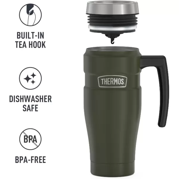 THERMOS Stainless King VacuumInsulated Travel Mug 16 Ounce Rustic RedArmy Green