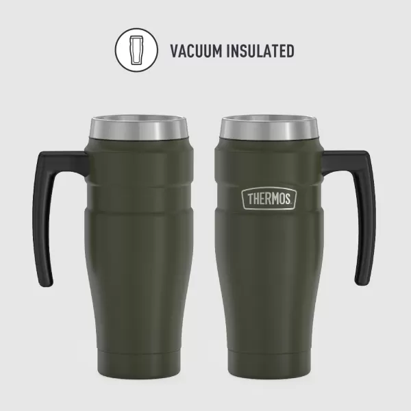 THERMOS Stainless King VacuumInsulated Travel Mug 16 Ounce Rustic RedArmy Green