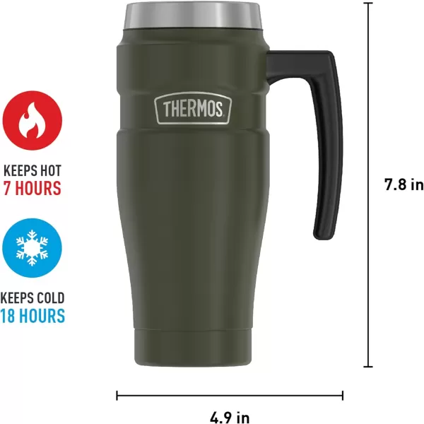 THERMOS Stainless King VacuumInsulated Travel Mug 16 Ounce Rustic RedArmy Green