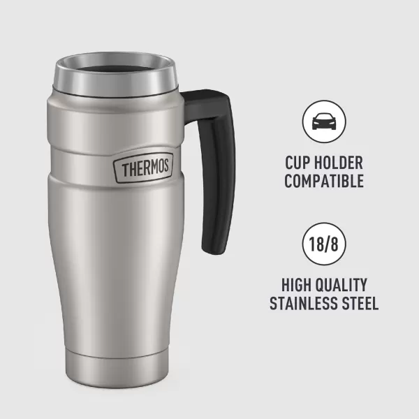 THERMOS Stainless King VacuumInsulated Travel Mug 16 Ounce Rustic RedMatte Steel