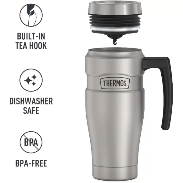 THERMOS Stainless King VacuumInsulated Travel Mug 16 Ounce Rustic RedMatte Steel