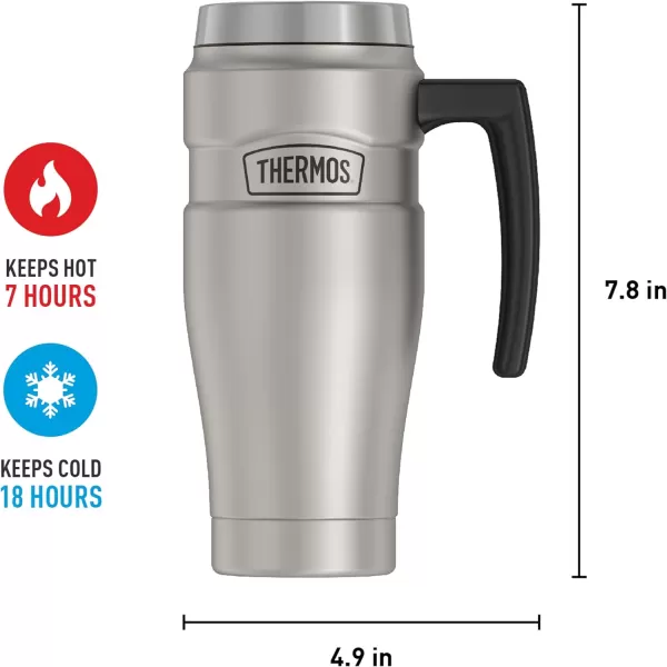 THERMOS Stainless King VacuumInsulated Travel Mug 16 Ounce Rustic RedMatte Steel