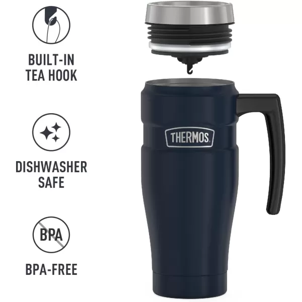 THERMOS Stainless King VacuumInsulated Travel Mug 16 Ounce Rustic RedMidnight Blue