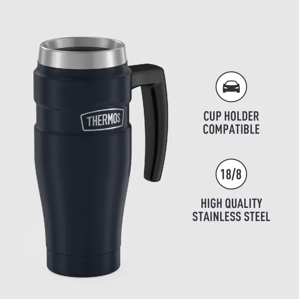 THERMOS Stainless King VacuumInsulated Travel Mug 16 Ounce Rustic RedMidnight Blue