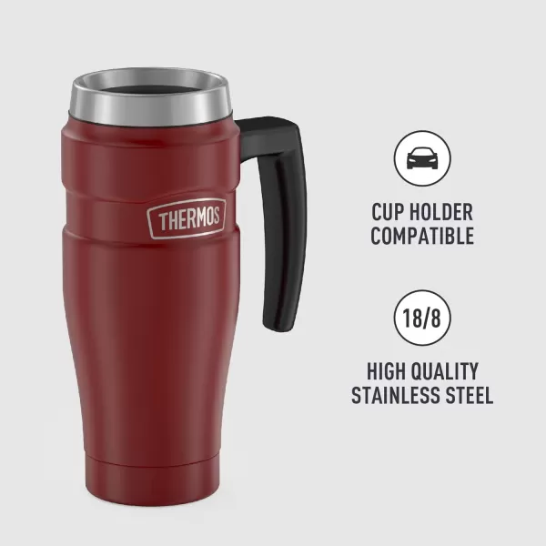 THERMOS Stainless King VacuumInsulated Travel Mug 16 Ounce Rustic RedRustic Red