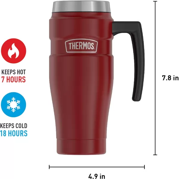 THERMOS Stainless King VacuumInsulated Travel Mug 16 Ounce Rustic RedRustic Red