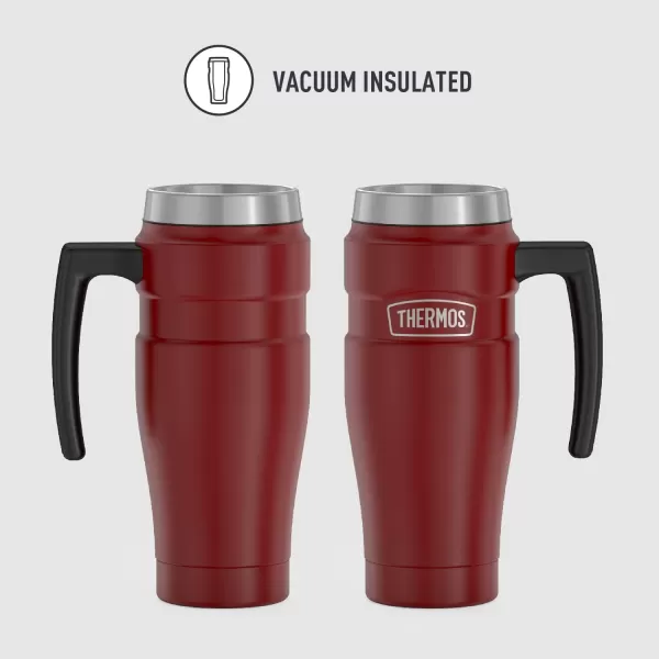 THERMOS Stainless King VacuumInsulated Travel Mug 16 Ounce Rustic RedRustic Red