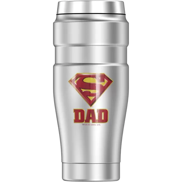 THERMOS Superman Super Dad Shield Logo STAINLESS KING Stainless Steel Travel Tumbler Vacuum insulated amp Double Wall 16oz16 oz Tumbler Superman Super Dad