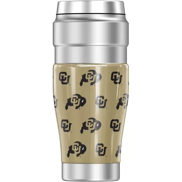 THERMOS University of Colorado OFFICIAL Logo Pattern STAINLESS KING Stainless Steel Travel Tumbler Vacuum insulated amp Double Wall 16oz16 oz Tumbler LOGO PATTERN