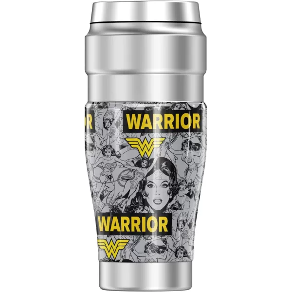 THERMOS Wonder Woman Warrior Pattern STAINLESS KING Stainless Steel Travel Tumbler Vacuum insulated amp Double Wall 16oz1 Count Pack of 1 Warrior Pattern