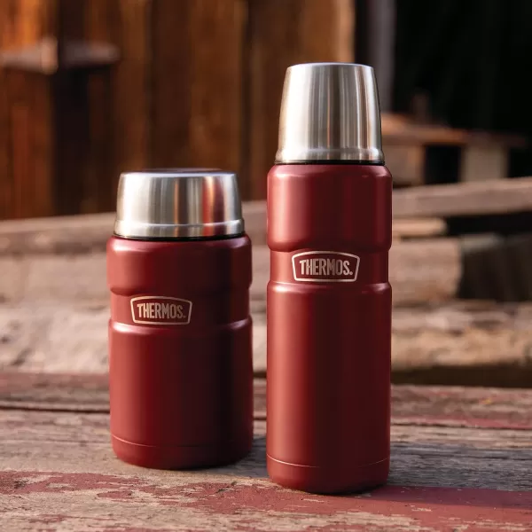 Thermos Stainless King VacuumInsulated Compact Bottle 16 Ounce Army GreenRustic Red Bottle