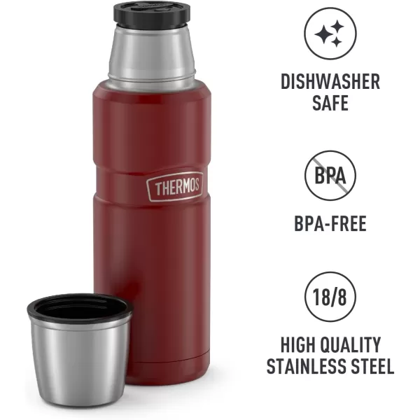 Thermos Stainless King VacuumInsulated Compact Bottle 16 Ounce Army GreenRustic Red Bottle