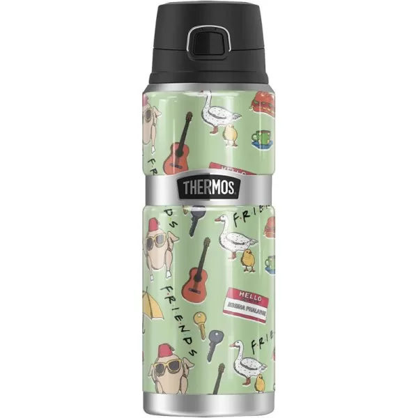 Friends Chibi Pattern THERMOS STAINLESS KING Stainless Steel Drink Bottle Vacuum insulated amp Double Wall 24oz24 oz Bottle ICONIC PATTERN