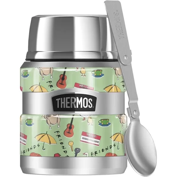 Friends Iconic Pattern THERMOS STAINLESS KING Stainless Steel Food Jar with Folding Spoon Vacuum insulated amp Double Wall 16oz16 oz Food Jar ICONIC PATTERN