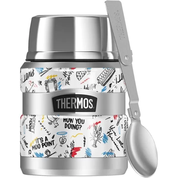 Friends Iconic Pattern THERMOS STAINLESS KING Stainless Steel Food Jar with Folding Spoon Vacuum insulated amp Double Wall 16oz16 oz Food Jar INK PEN FRIENDS PATTERN