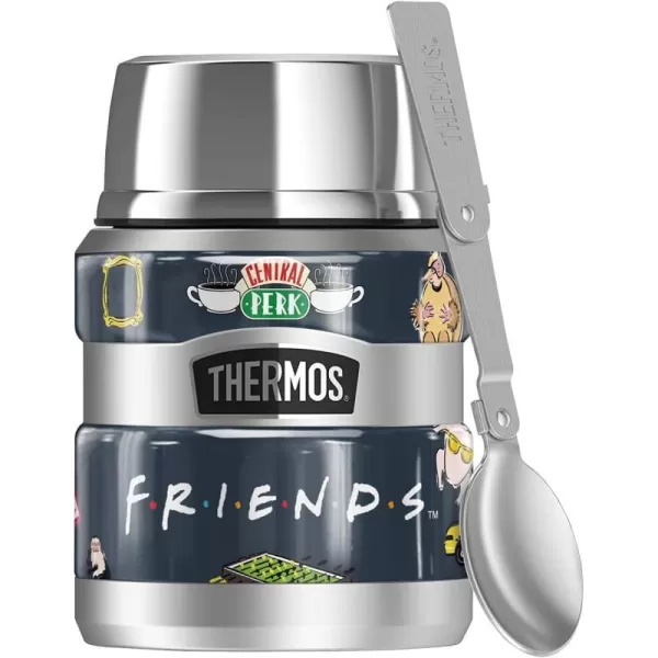 Friends Iconic Pattern THERMOS STAINLESS KING Stainless Steel Food Jar with Folding Spoon Vacuum insulated amp Double Wall 16oz16 oz Food Jar THE ONE WITH