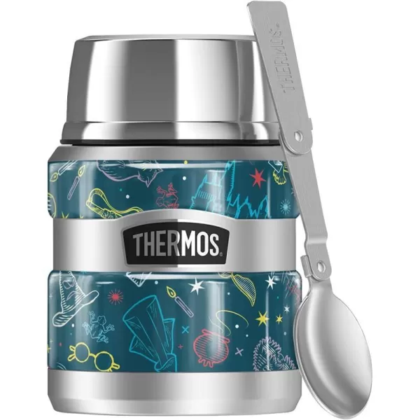 Harry Potter Celestial Hogwarts Pattern THERMOS STAINLESS KING Stainless Steel Food Jar with Folding Spoon Vacuum insulated amp Double Wall 16oz16 oz Food Jar HOGWARTS MAGICAL PATTERN