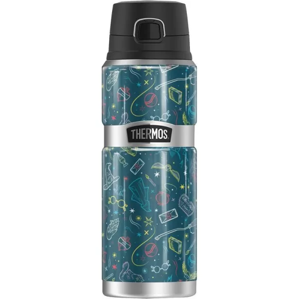 Harry Potter Footprint Pattern THERMOS STAINLESS KING Stainless Steel Drink Bottle Vacuum insulated amp Double Wall 24oz24 oz Bottle HOGWARTS MAGICAL PATTERN