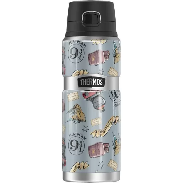 Harry Potter Footprint Pattern THERMOS STAINLESS KING Stainless Steel Drink Bottle Vacuum insulated amp Double Wall 24oz24 oz Bottle WATERCOLOR HOGWARTS EXPRESS PATTERN