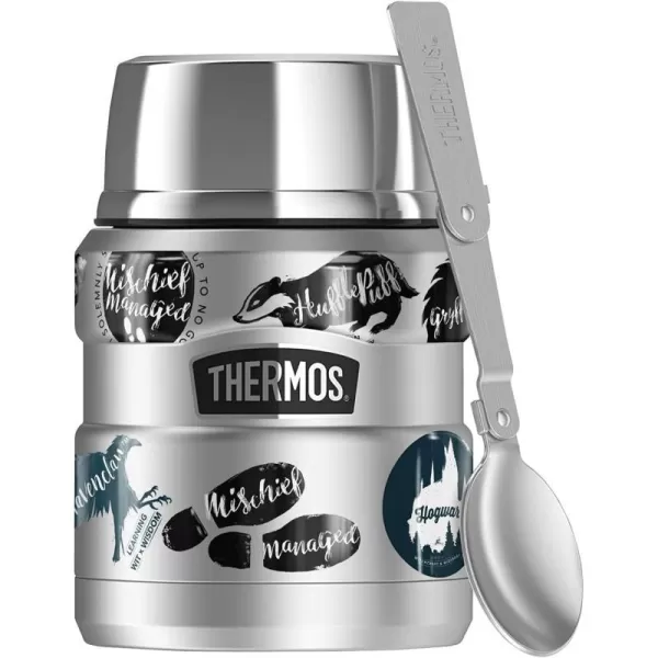 Harry Potter Hogwarts Stamp Collage THERMOS STAINLESS KING Stainless Steel Food Jar with Folding Spoon Vacuum insulated amp Double Wall 16ozHarry Potter Hogwarts Stamp Collage THERMOS STAINLESS KING Stainless Steel Food Jar with Folding Spoon Vacuum insulated amp Double Wall 16oz