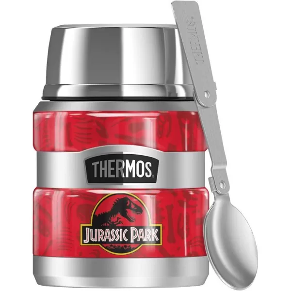 Jurassic Park Red TRex Pattern Logo THERMOS STAINLESS KING Stainless Steel Food Jar with Folding Spoon Vacuum insulated amp Double Wall 16ozJurassic Park Red TRex Pattern Logo THERMOS STAINLESS KING Stainless Steel Food Jar with Folding Spoon Vacuum insulated amp Double Wall 16oz