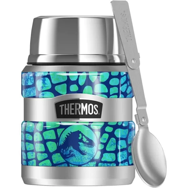 Jurassic World Neon Blue Scales THERMOS STAINLESS KING Stainless Steel Food Jar with Folding Spoon Vacuum insulated amp Double Wall 16ozJurassic World Neon Blue Scales THERMOS STAINLESS KING Stainless Steel Food Jar with Folding Spoon Vacuum insulated amp Double Wall 16oz