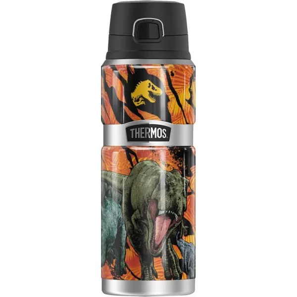 Jurassic World Neon Jungle TRex THERMOS STAINLESS KING Stainless Steel Drink Bottle Vacuum insulated amp Double Wall 24oz24 oz Bottle NEON JUNGLE DINO GROUP