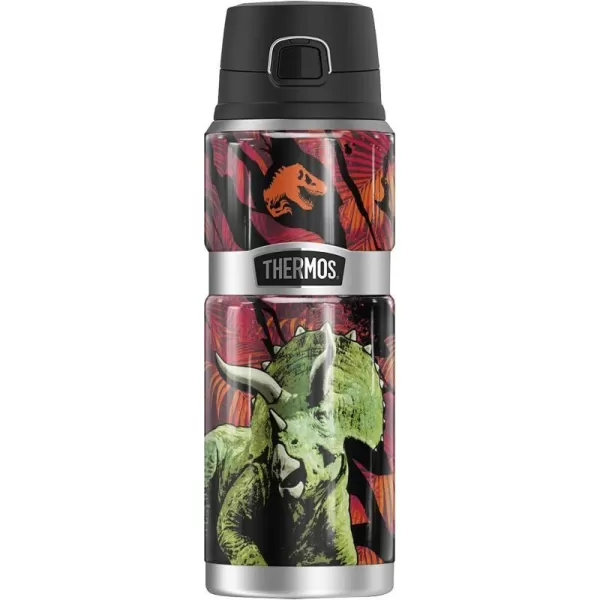 Jurassic World Neon Jungle TRex THERMOS STAINLESS KING Stainless Steel Drink Bottle Vacuum insulated amp Double Wall 24oz24 oz Bottle NEON JUNGLE TRICERATOPS