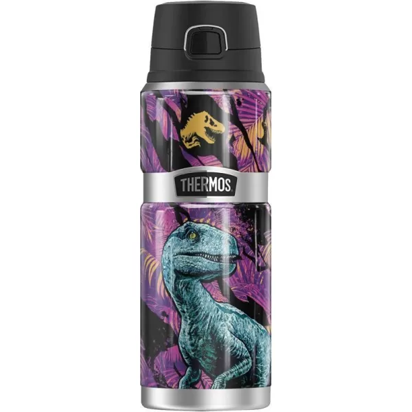 Jurassic World Neon Jungle TRex THERMOS STAINLESS KING Stainless Steel Drink Bottle Vacuum insulated amp Double Wall 24oz24 oz Bottle NEON JUNGLE VELOCIRAPTOR