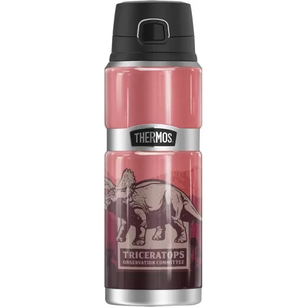 Jurassic World TRex Mountain Encounter THERMOS STAINLESS KING Stainless Steel Drink Bottle Vacuum insulated amp Double Wall 24oz24 oz Bottle TRICERATOPS OBSERVATION COMMITTEE