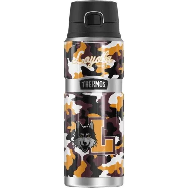 Loyola University Chicago Official Collection THERMOS STAINLESS KING Stainless Steel Drink Bottle Vacuum insulated amp Double Wall 24ozCamo