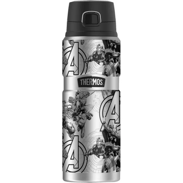 MARVEL  Avengers Etch THERMOS STAINLESS KING Stainless Steel Drink Bottle Vacuum insulated amp Double Wall 24oz24 oz Bottle Etch