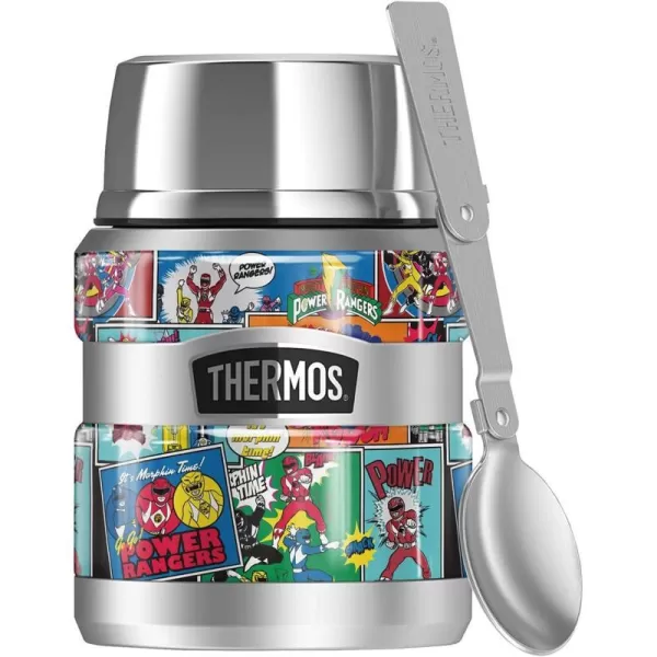 Power Rangers Crowd of Rangers THERMOS STAINLESS KING Stainless Steel Food Jar with Folding Spoon Vacuum insulated amp Double Wall 16oz16 oz Food Jar COMIC COLLAGE