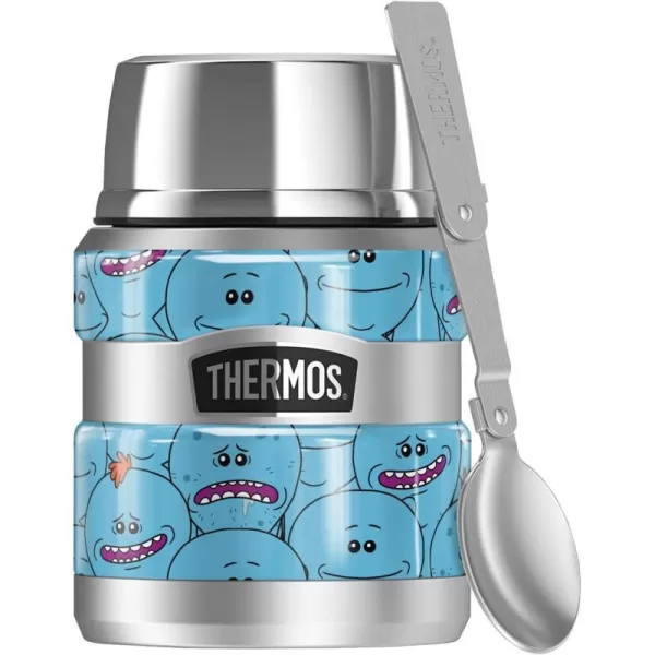 Rick and Morty Retro Grid Pattern THERMOS STAINLESS KING Stainless Steel Food Jar with Folding Spoon Vacuum insulated amp Double Wall 16oz16 oz Food Jar MEESEEKS CROWD