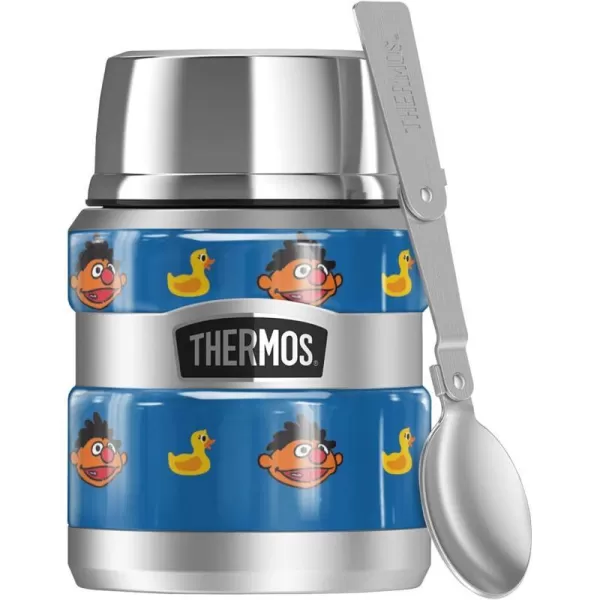 Sesame Street Ernie and Rubber Ducky Pattern THERMOS STAINLESS KING Stainless Steel Food Jar with Folding Spoon Vacuum insulated amp Double Wall 16ozSesame Street Ernie and Rubber Ducky Pattern THERMOS STAINLESS KING Stainless Steel Food Jar with Folding Spoon Vacuum insulated amp Double Wall 16oz