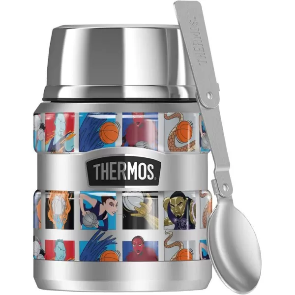 Space Jam A New Legacy Toon Character Tile Pattern THERMOS STAINLESS KING Stainless Steel Food Jar with Folding Spoon Vacuum insulated amp Double Wall 16oz16 oz Food Jar GOON CHARACTER