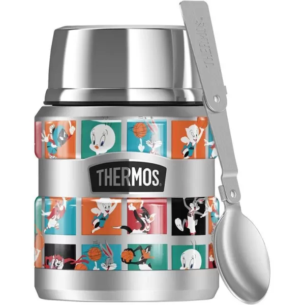 Space Jam A New Legacy Toon Character Tile Pattern THERMOS STAINLESS KING Stainless Steel Food Jar with Folding Spoon Vacuum insulated amp Double Wall 16oz16 oz Food Jar TOON CHARACTER