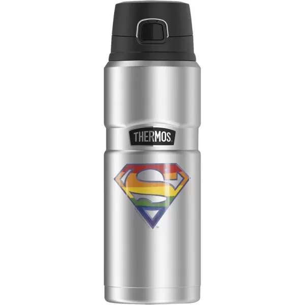 Superman Classic Logo Shield THERMOS STAINLESS KING Stainless Steel Drink Bottle Vacuum insulated amp Double Wall 24oz24 oz Bottle Rainbow Shield Logo