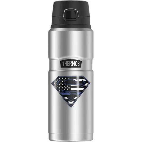 Superman Classic Logo Shield THERMOS STAINLESS KING Stainless Steel Drink Bottle Vacuum insulated amp Double Wall 24oz24 oz Bottle Thin Blue Line Flag Shield Logo