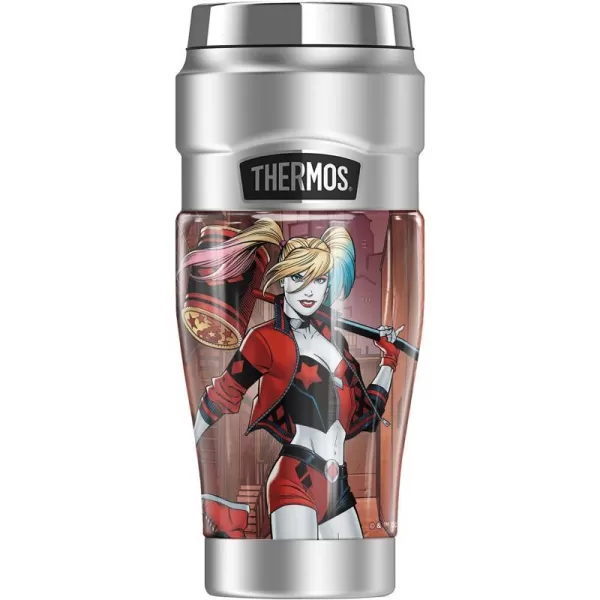 THERMOS Batman Joker Arkham STAINLESS KING Stainless Steel Travel Tumbler Vacuum insulated amp Double Wall 16oz16 oz Tumbler HARLEY QUINN ALLEY