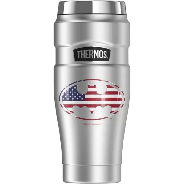 THERMOS Batman USA American Flag Shield Logo STAINLESS KING Stainless Steel Travel Tumbler Vacuum insulated amp Double Wall 16ozTHERMOS Batman USA American Flag Shield Logo STAINLESS KING Stainless Steel Travel Tumbler Vacuum insulated amp Double Wall 16oz