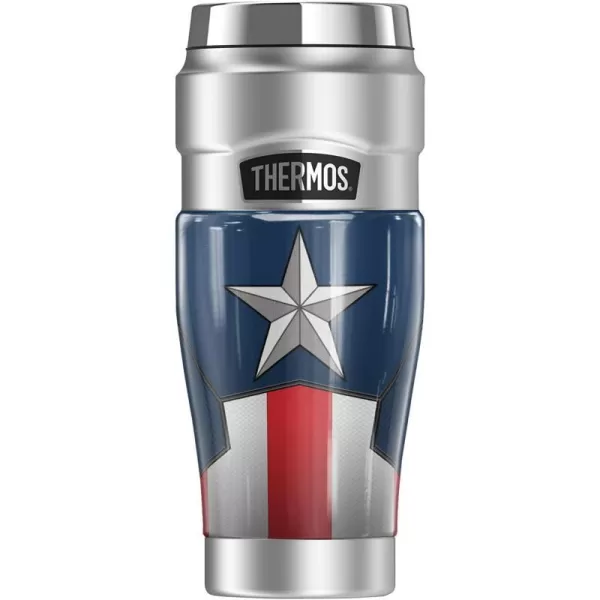 THERMOS Captain America Captain America Logo STAINLESS KING Stainless Steel Travel Tumbler Vacuum insulated amp Double Wall 16oz16 oz Tumbler CA LOGO