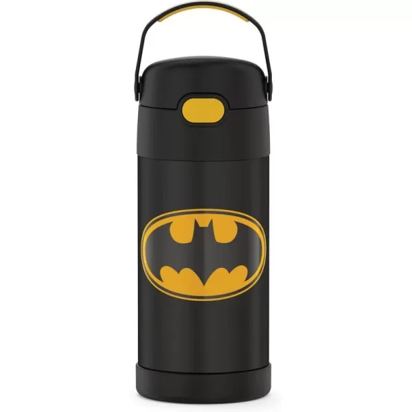 THERMOS FUNTAINER 12 Ounce Stainless Steel Vacuum Insulated Kids Straw Bottle Black12 Ounce Batman